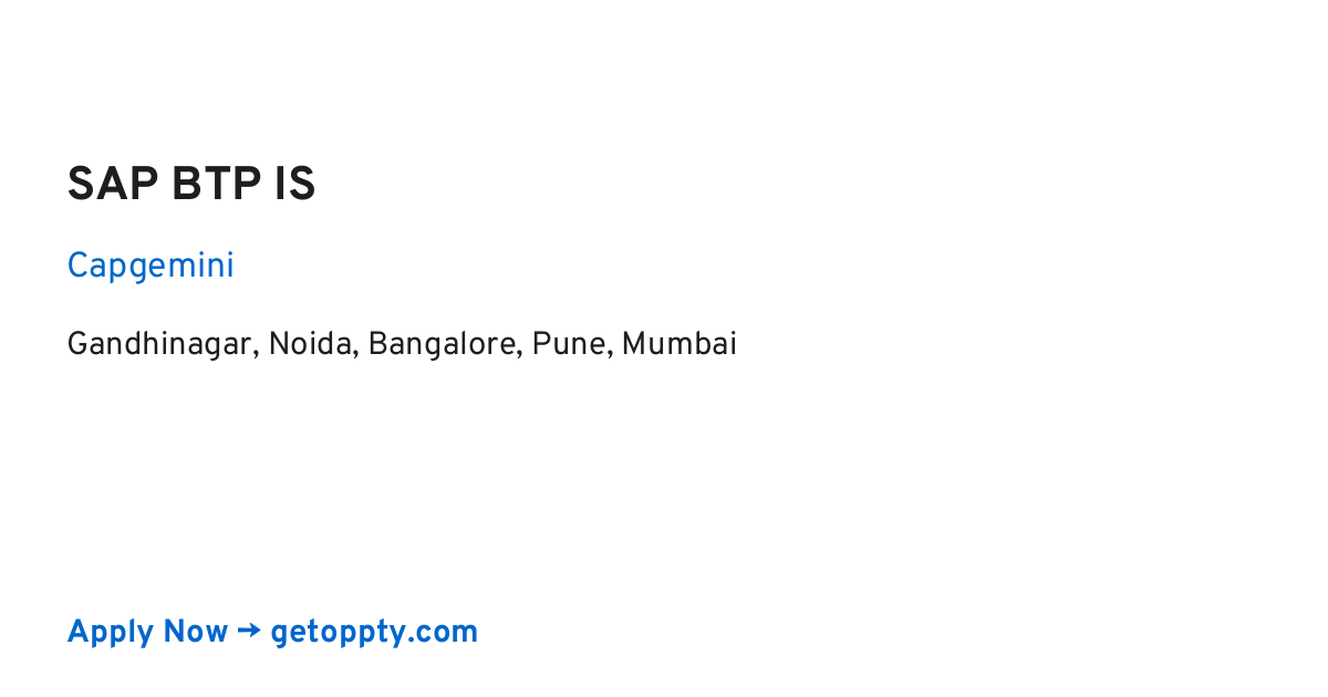 SAP BTP IS job at Capgemini