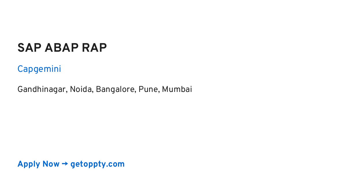 SAP ABAP RAP job at Capgemini