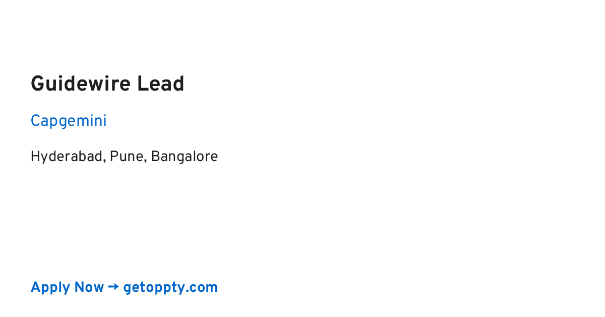 Guidewire Lead job at Capgemini