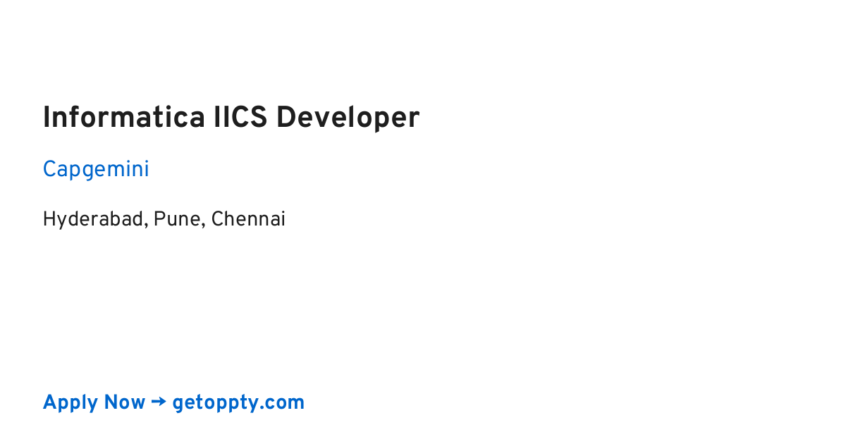 Informatica IICS Developer job at Capgemini