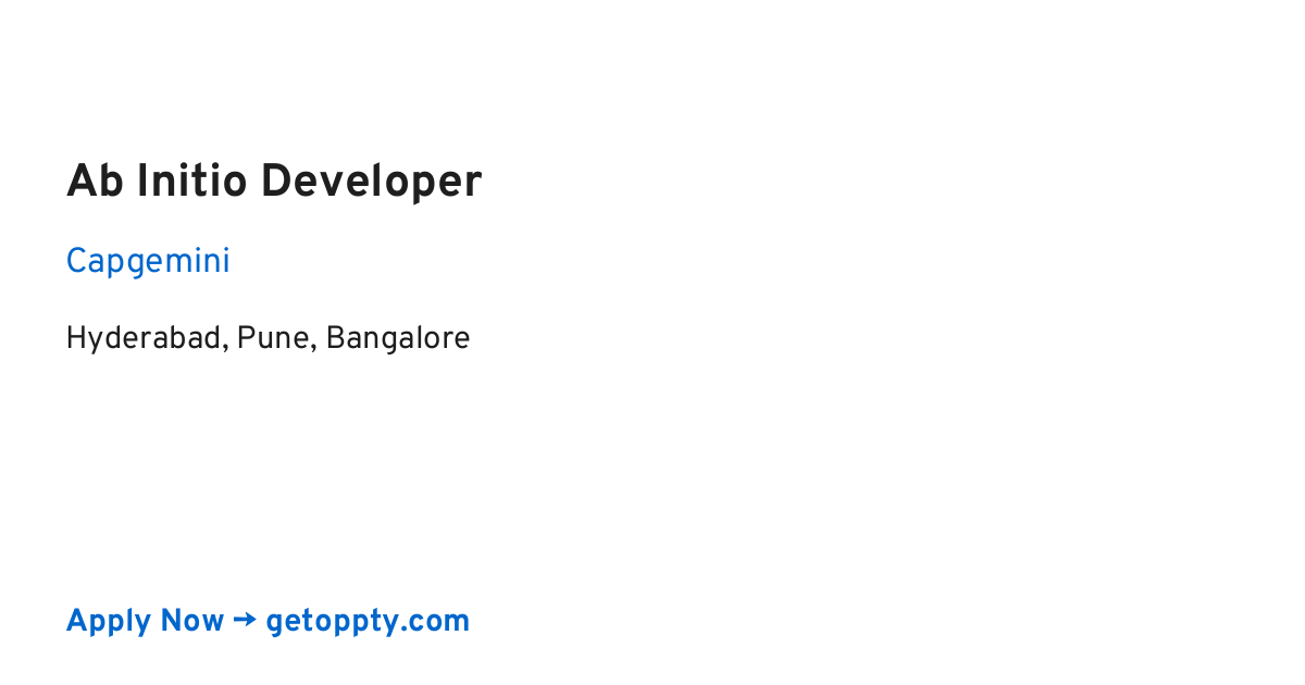 Ab Initio Developer job at Capgemini