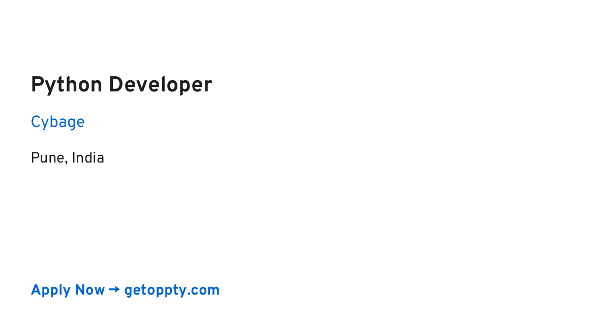 Python Developer job at Cybage