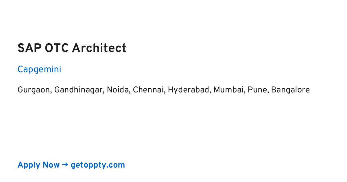 SAP OTC Architect job at Capgemini
