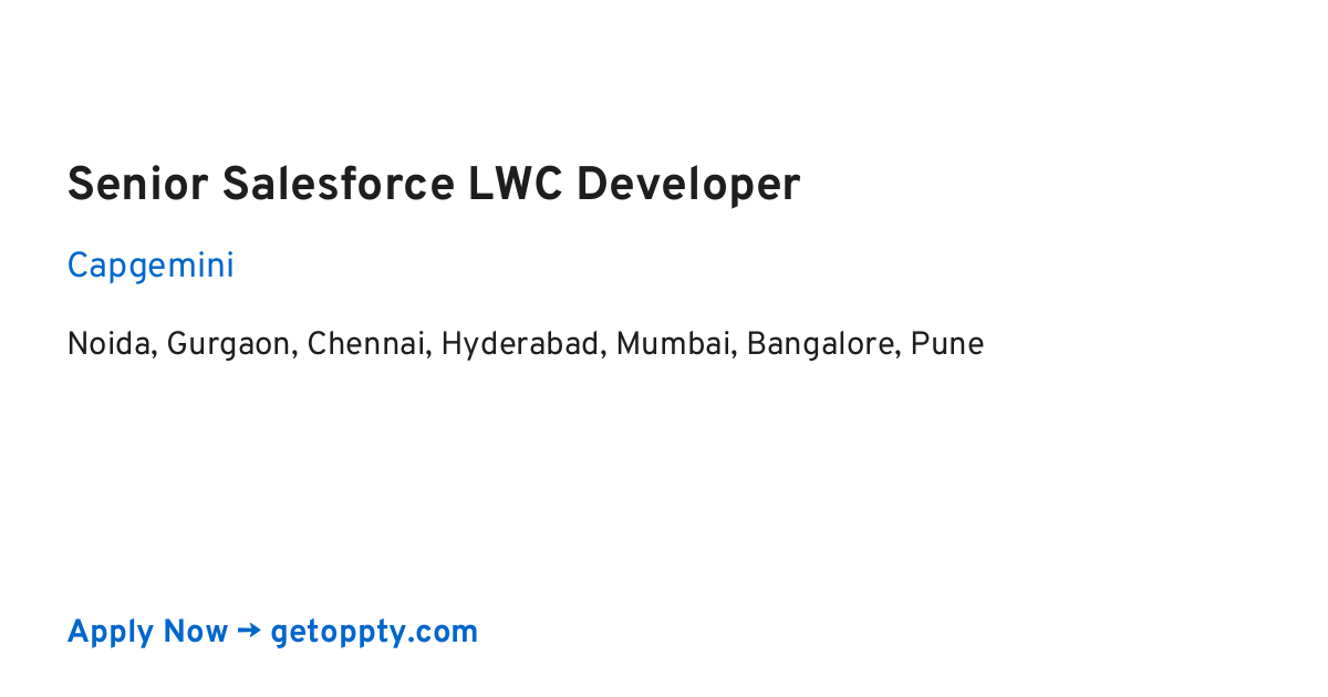 Senior Salesforce LWC Developer job at Capgemini