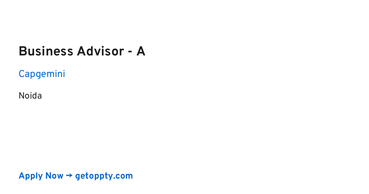 Business Advisor - A job at Capgemini