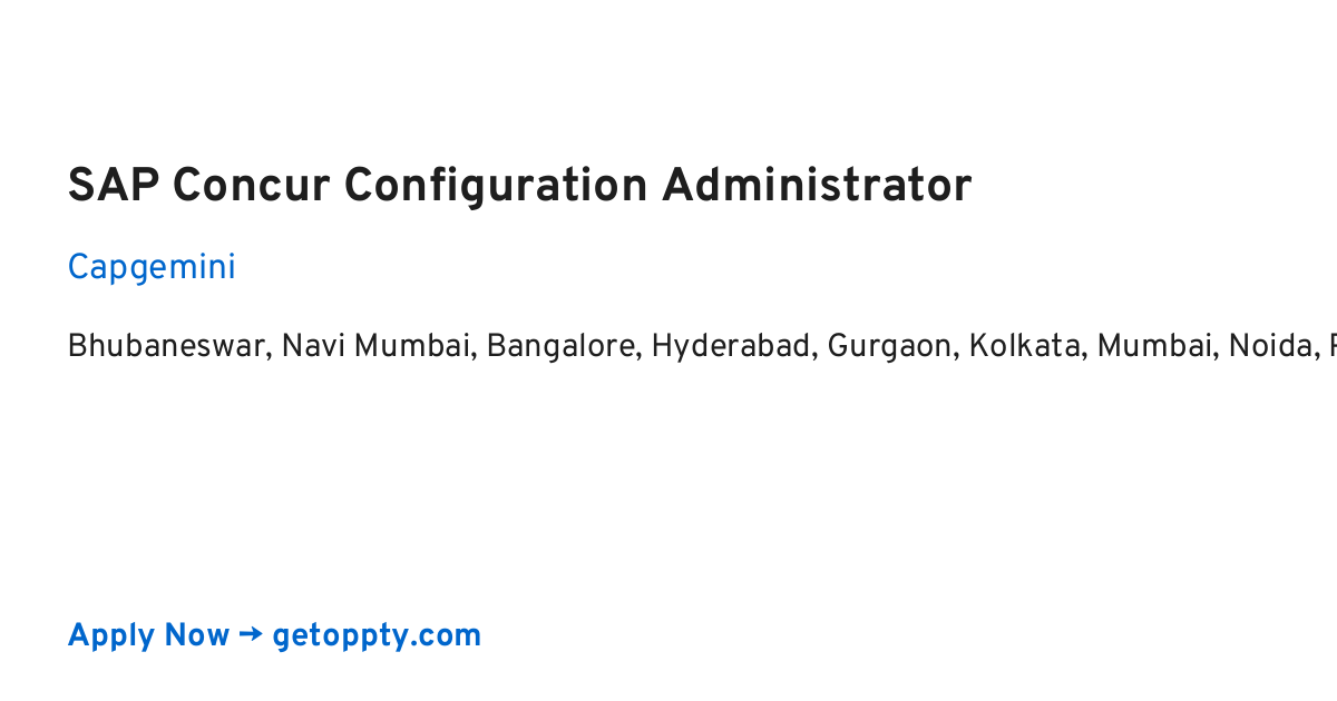 SAP Concur Configuration Administrator job at Capgemini