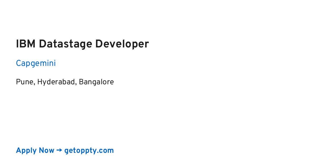 IBM Datastage Developer job at Capgemini