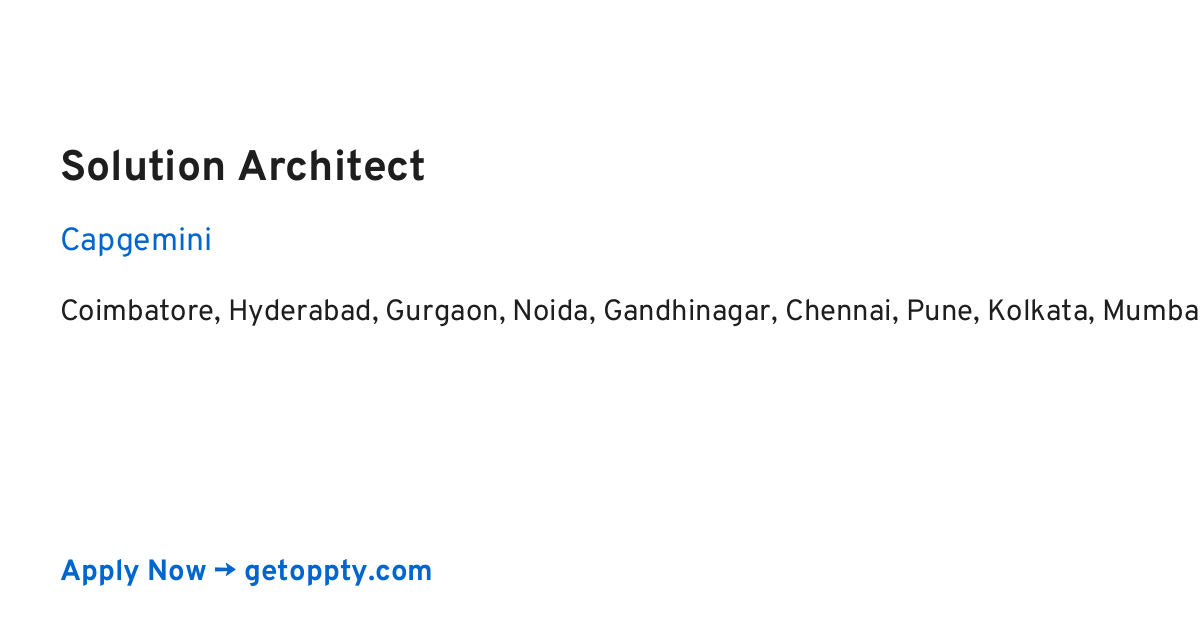 Solution Architect job at Capgemini