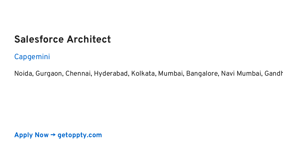 Salesforce Architect job at Capgemini