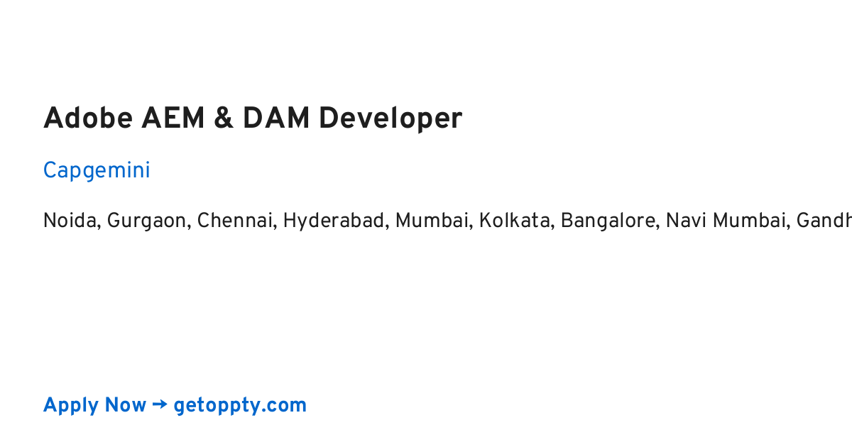 Adobe AEM & DAM Developer job at Capgemini