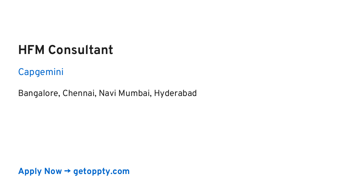 HFM Consultant job at Capgemini