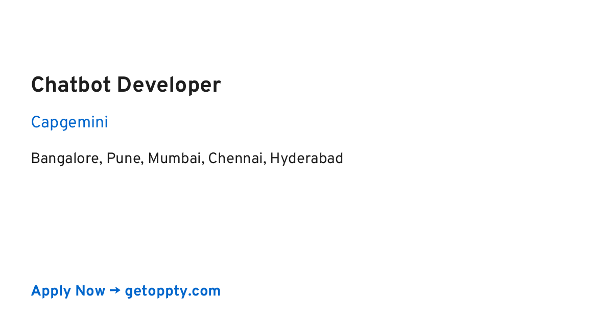 Chatbot Developer job at Capgemini