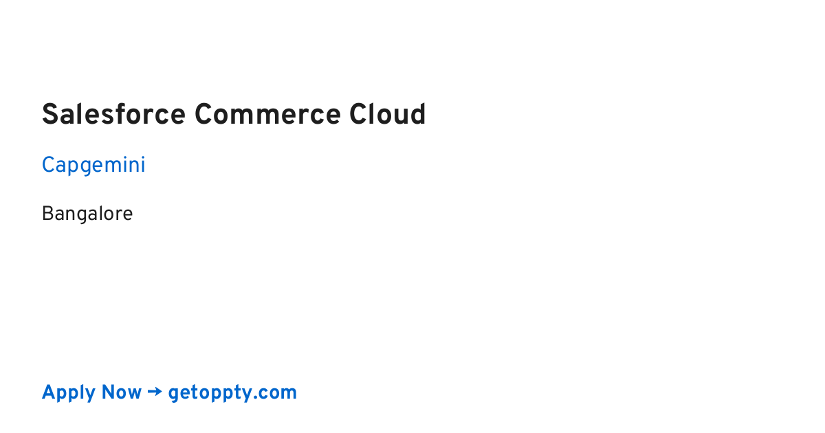 Salesforce Commerce Cloud job at Capgemini