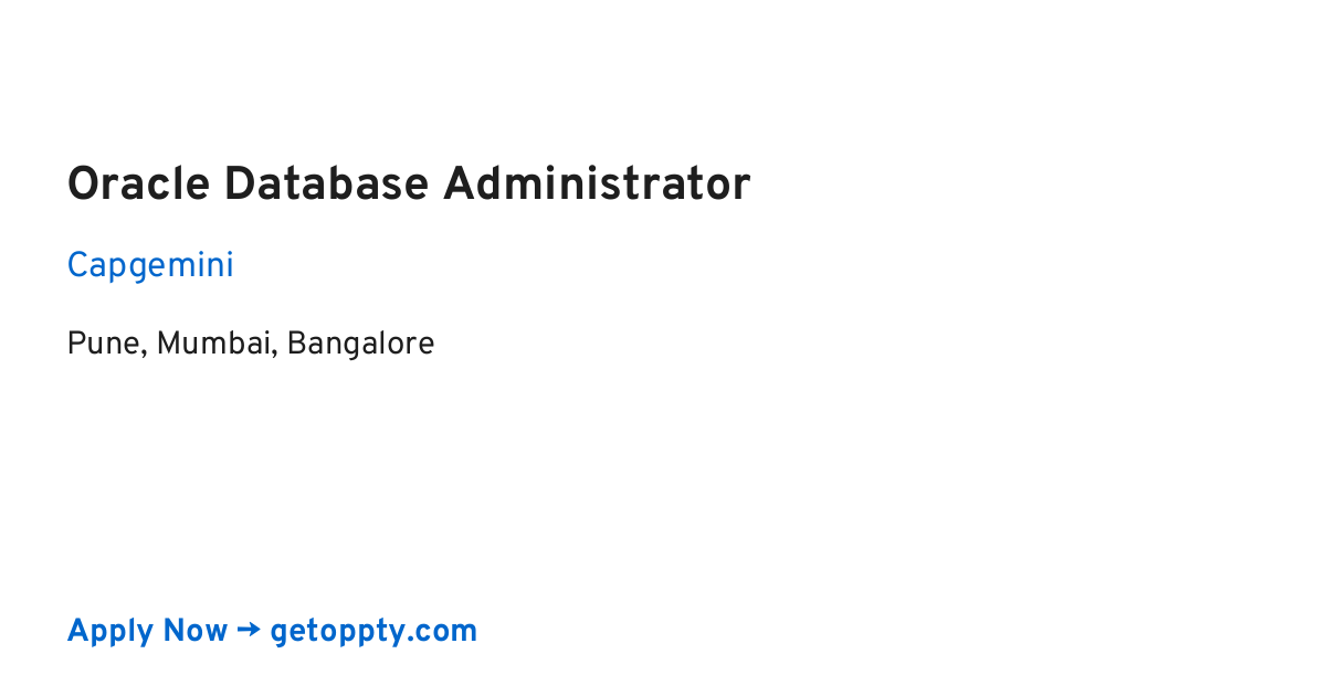 Oracle Database Administrator job at Capgemini