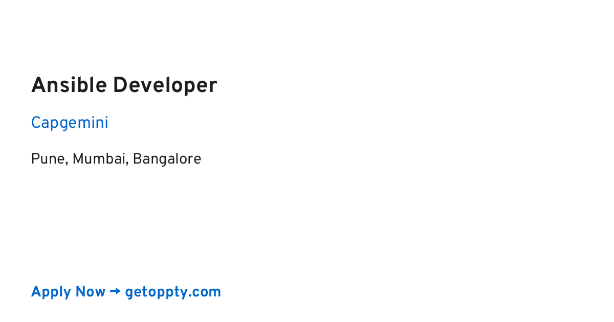 Ansible Developer job at Capgemini