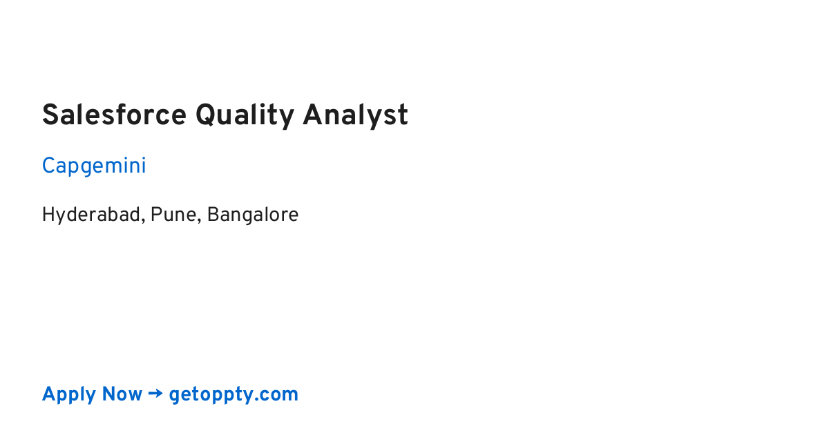 Salesforce Quality Analyst job at Capgemini