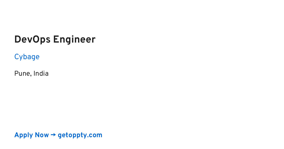 DevOps Engineer job at Cybage