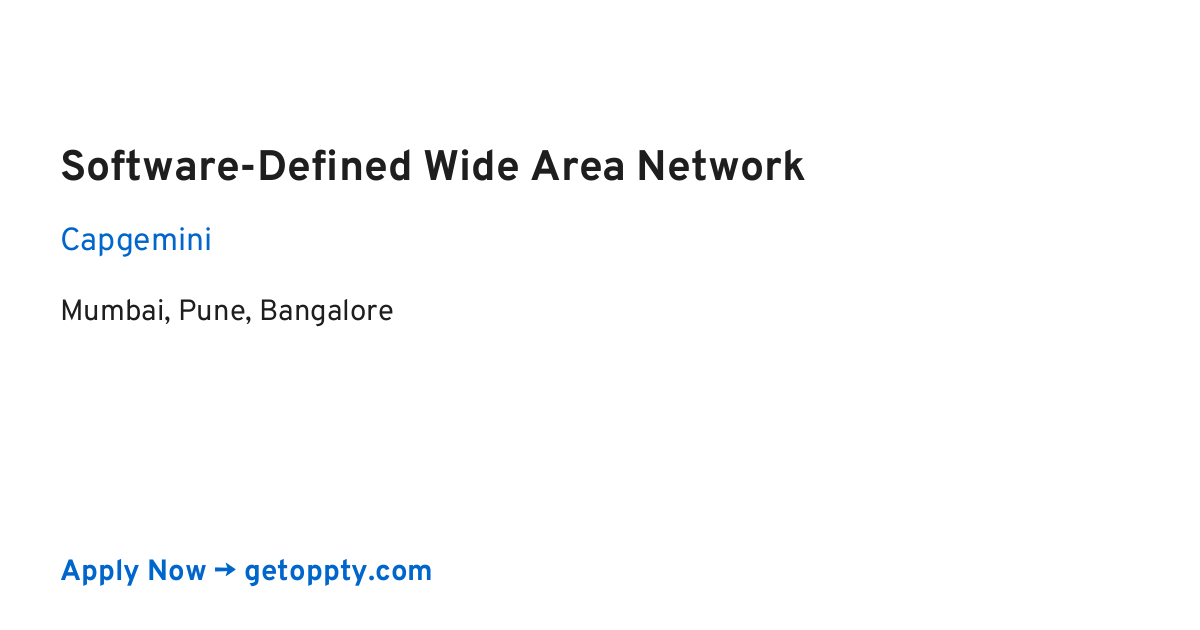 Software-Defined Wide Area Network job at Capgemini