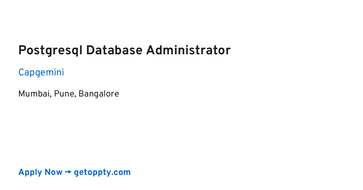 Postgresql Database Administrator job at Capgemini