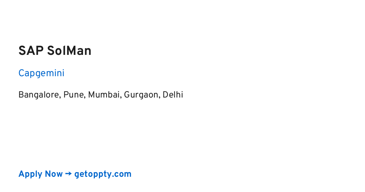 SAP SolMan job at Capgemini