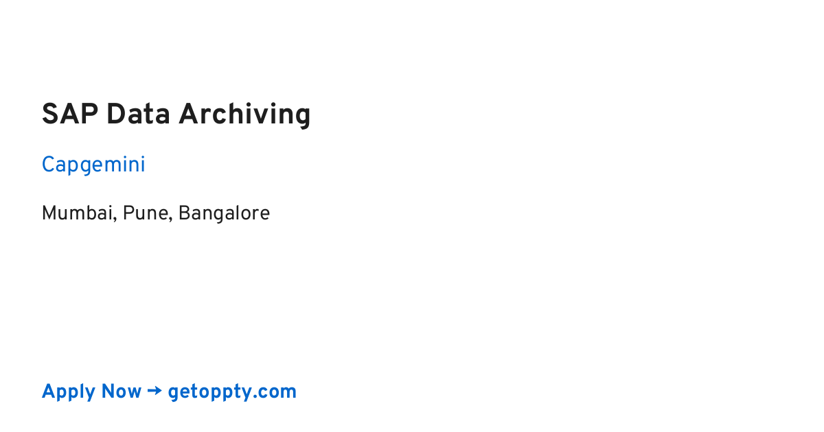 SAP Data Archiving job at Capgemini