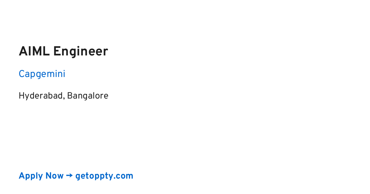 AIML Engineer job at Capgemini