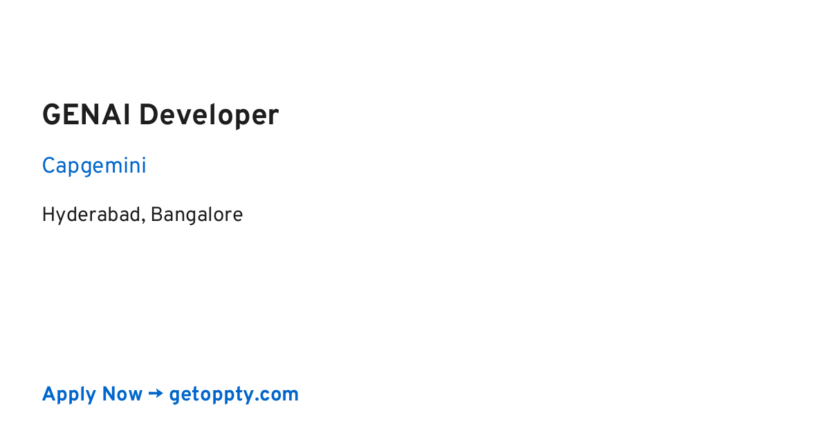 GENAI Developer job at Capgemini