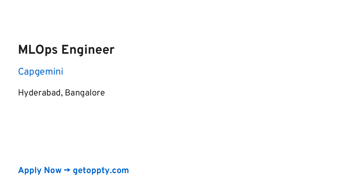 MLOps Engineer job at Capgemini
