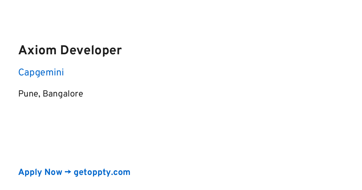 Axiom Developer job at Capgemini