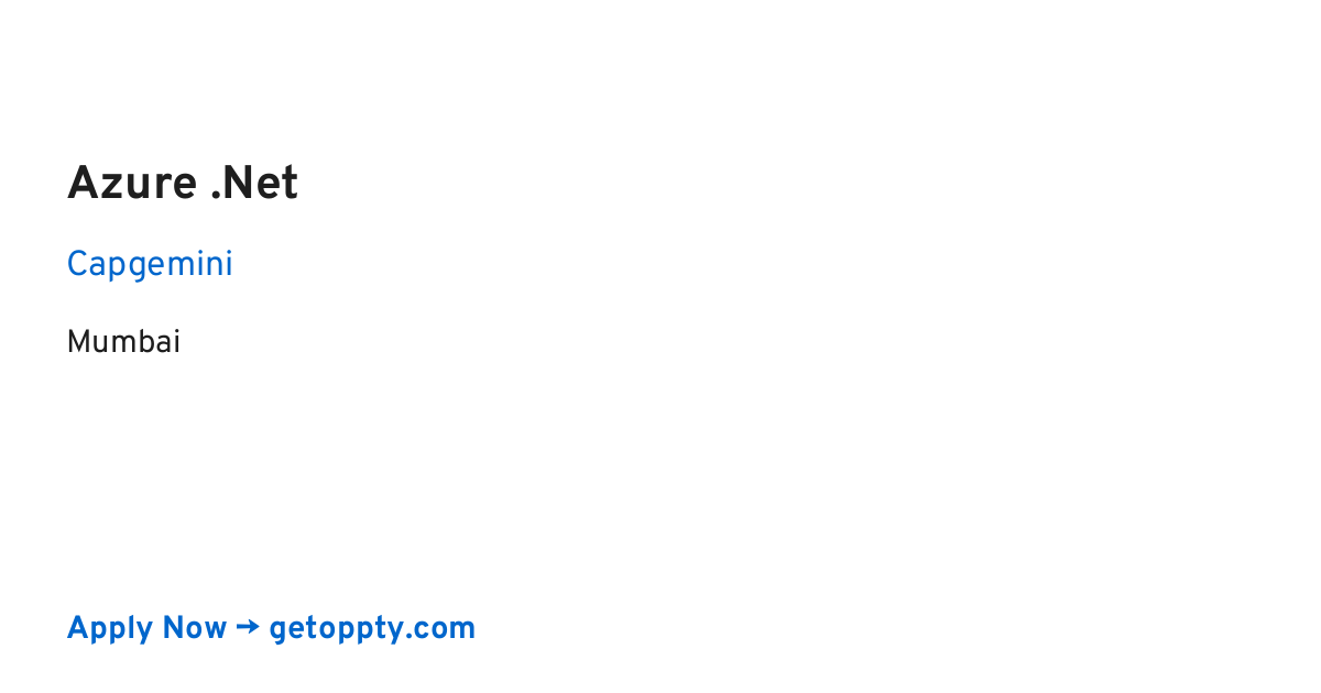 Azure .Net job at Capgemini