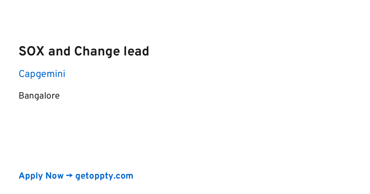 SOX and Change lead job at Capgemini