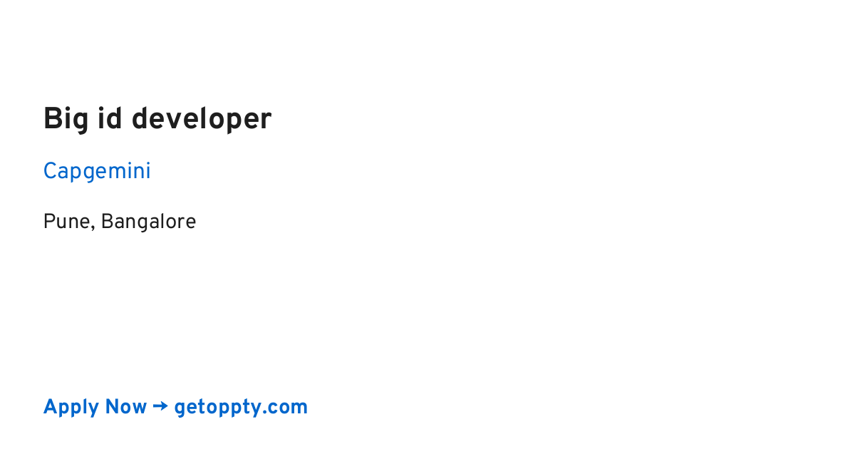 Big id developer job at Capgemini