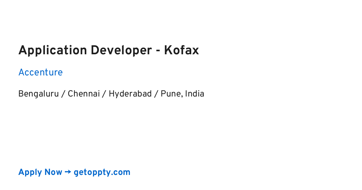 Application Developer - Kofax job at Accenture