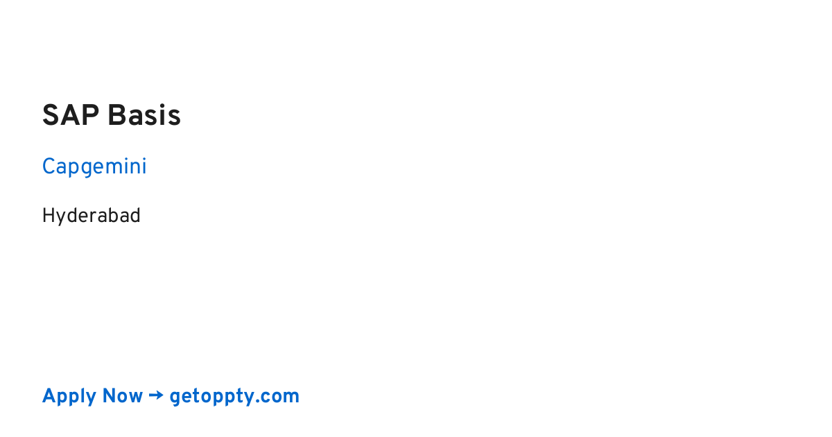 SAP Basis job at Capgemini