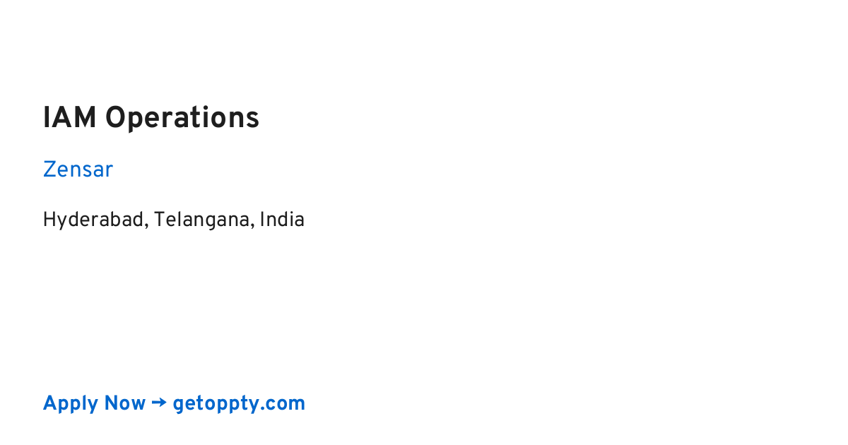 IAM Operations job at Zensar
