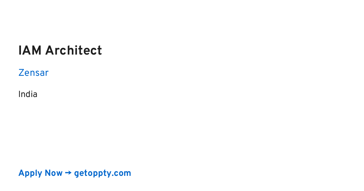 IAM Architect job at Zensar