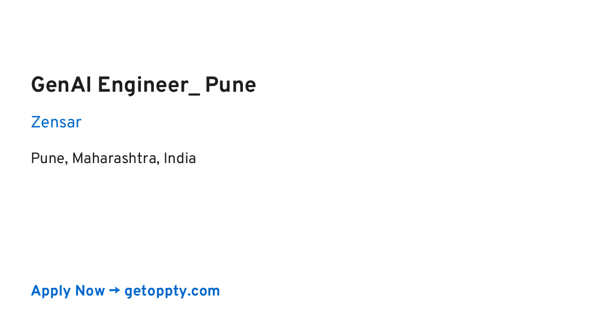 GenAI Engineer_ Pune job at Zensar