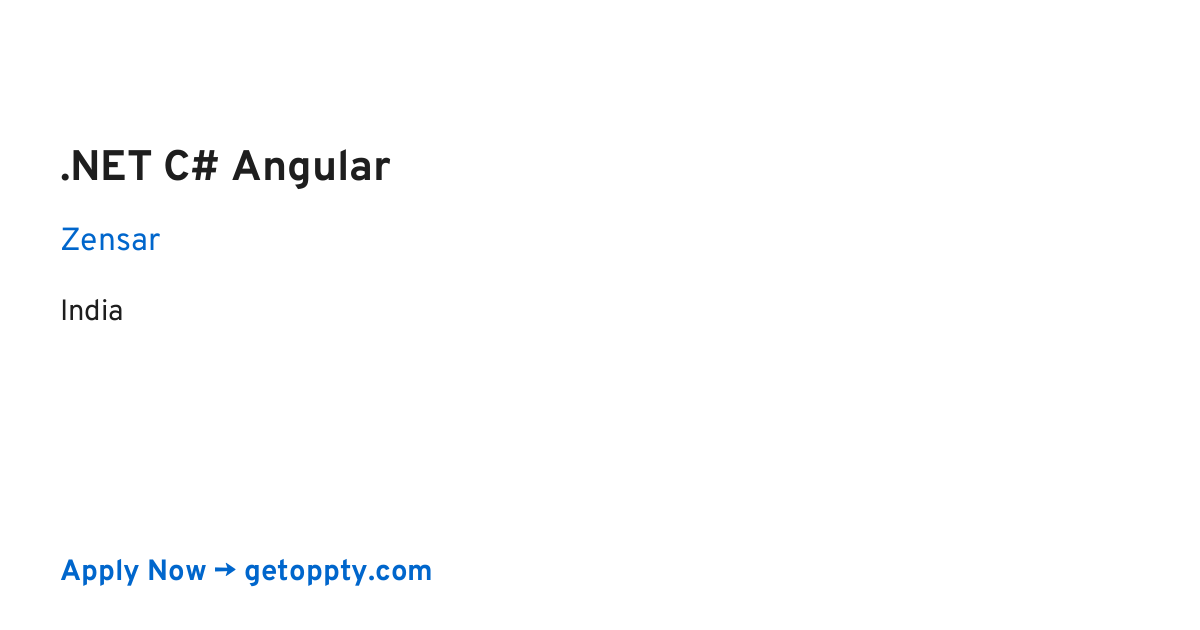 .NET C# Angular job at Zensar