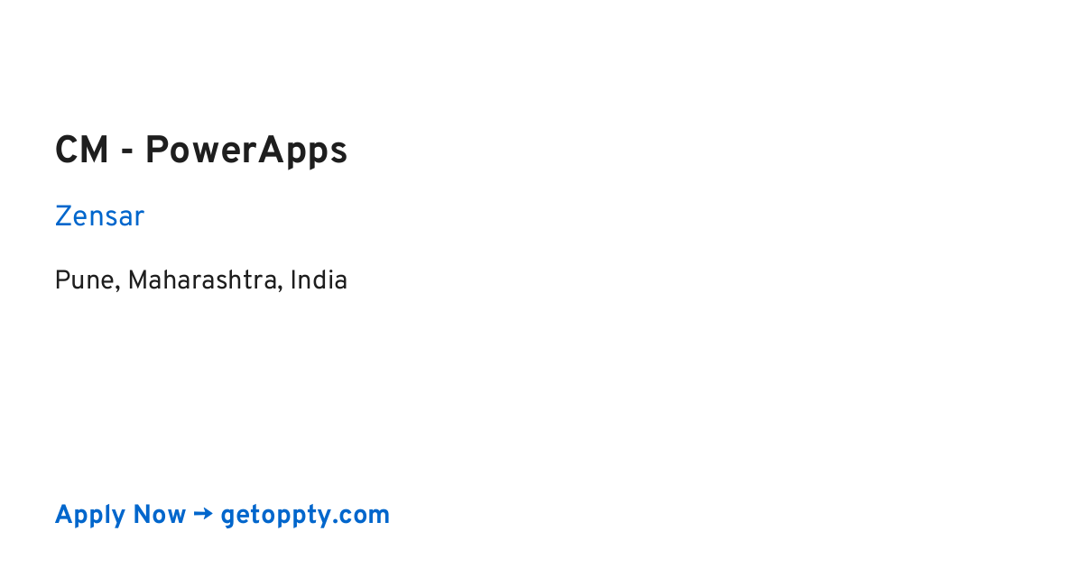 CM - PowerApps job at Zensar