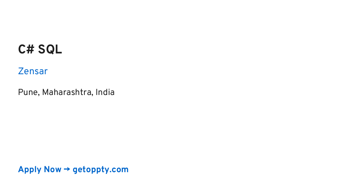 C# SQL job at Zensar
