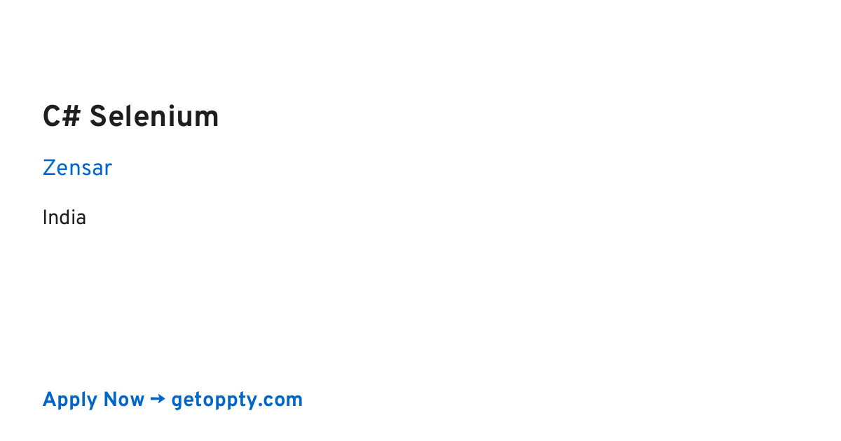 C# Selenium job at Zensar