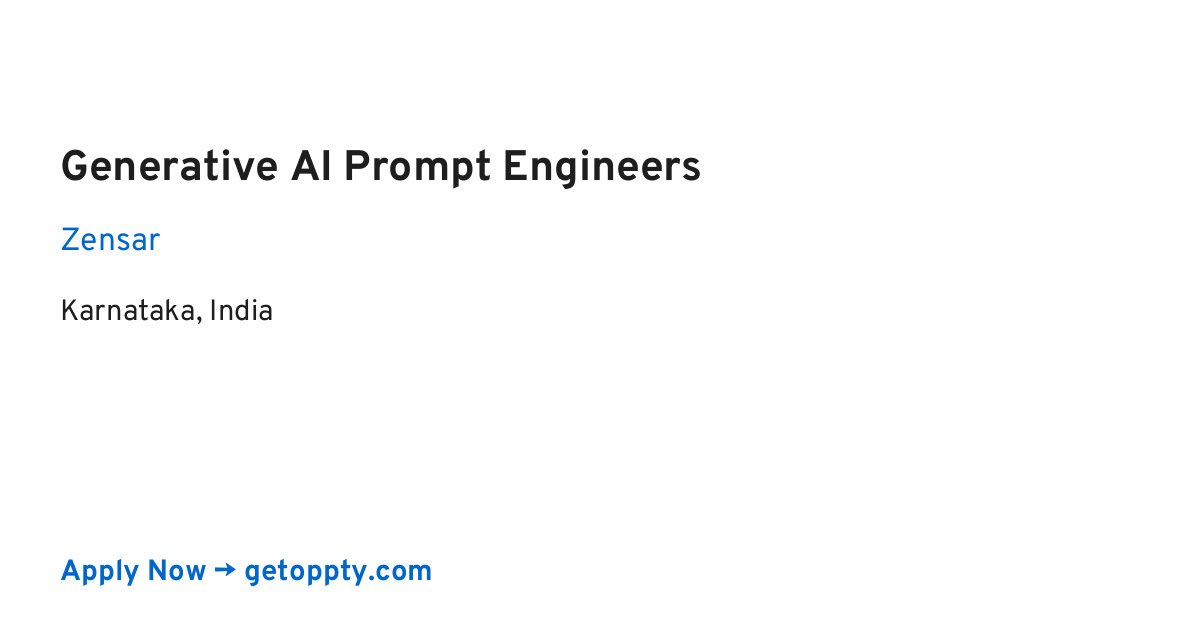 Generative AI Prompt Engineers job at Zensar