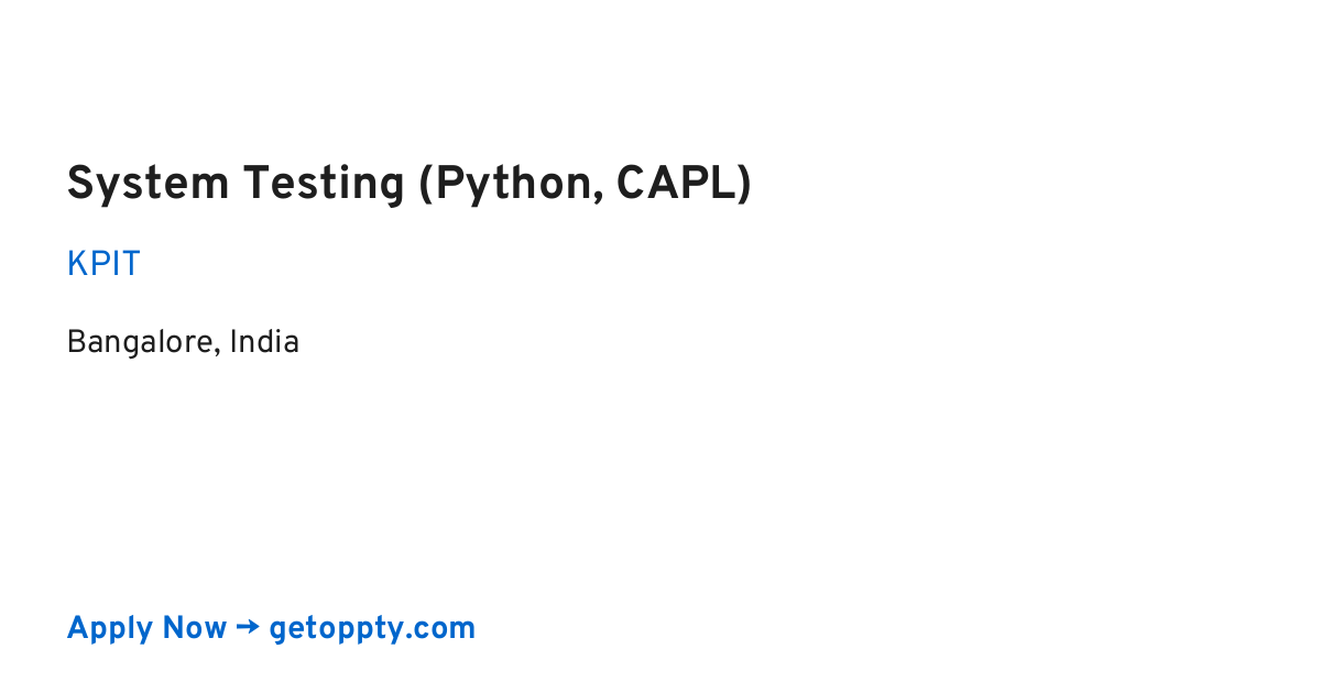 System Testing (Python, CAPL) job at KPIT