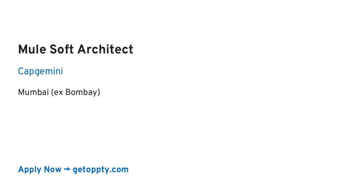 Mule Soft Architect job at Capgemini
