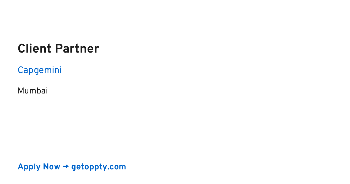 Client Partner job at Capgemini