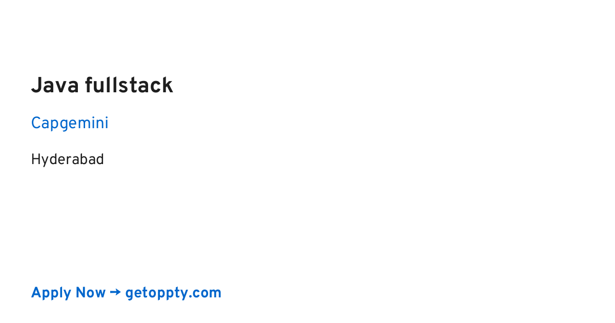 Java fullstack job at Capgemini