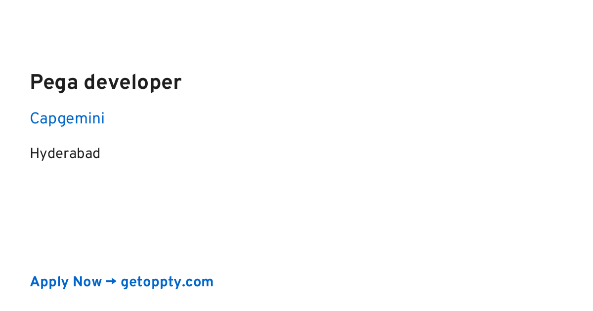 Pega developer job at Capgemini