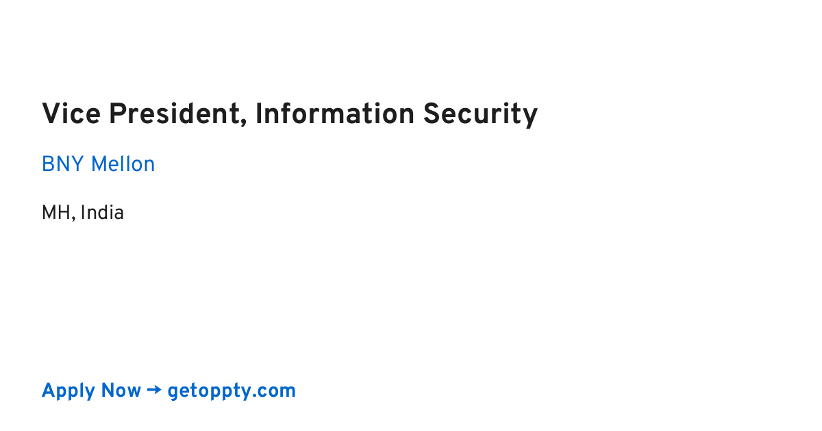 Vice President, Information Security job at BNY Mellon