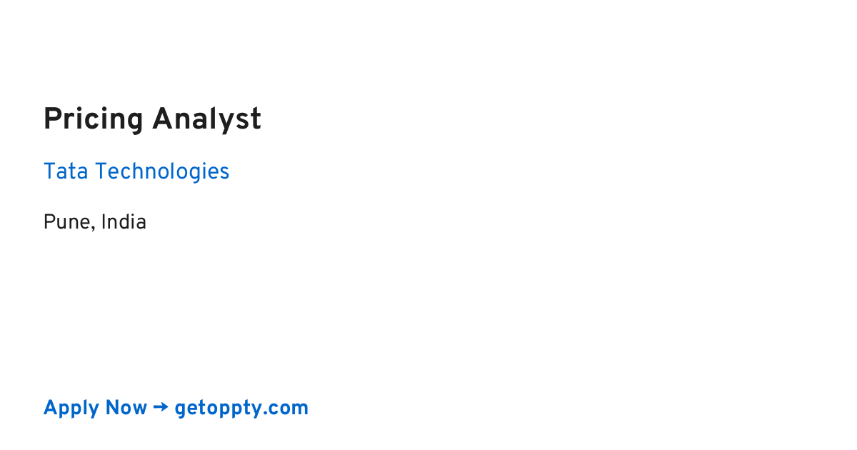 Pricing Analyst job at Tata Technologies