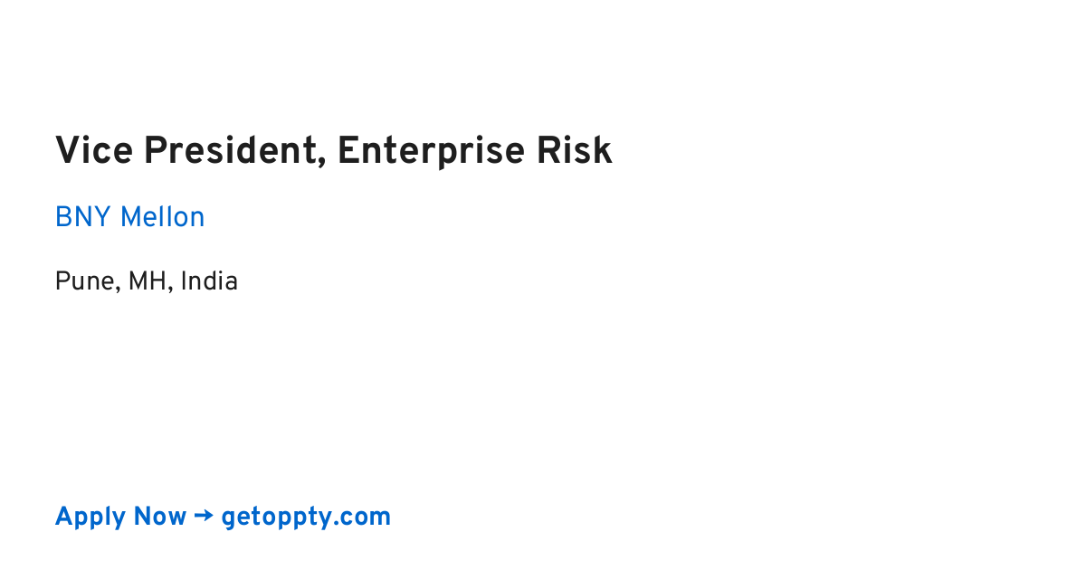 Vice President, Enterprise Risk job at BNY Mellon
